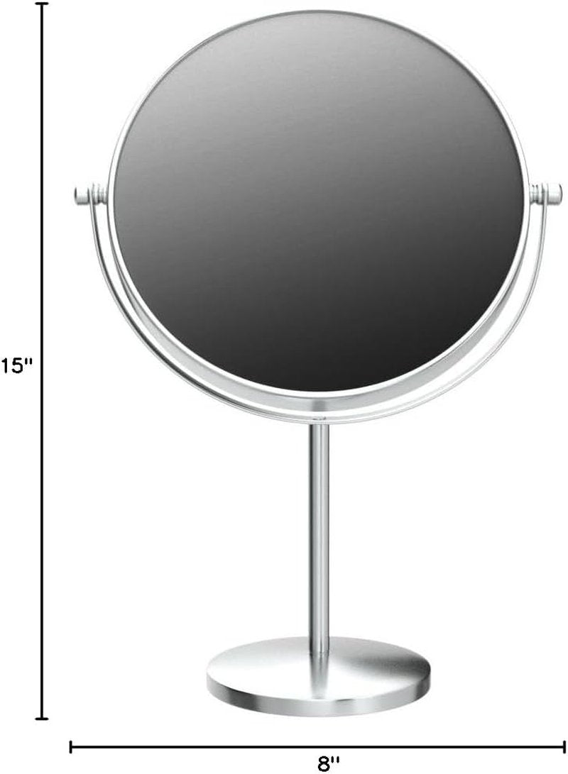 Classic Round Desktop Makeup Mirror - 15" Tall Double-Sided 360° Swivel Vanity Mirror | 1X/10X Magnification for Bathroom & Bedroom