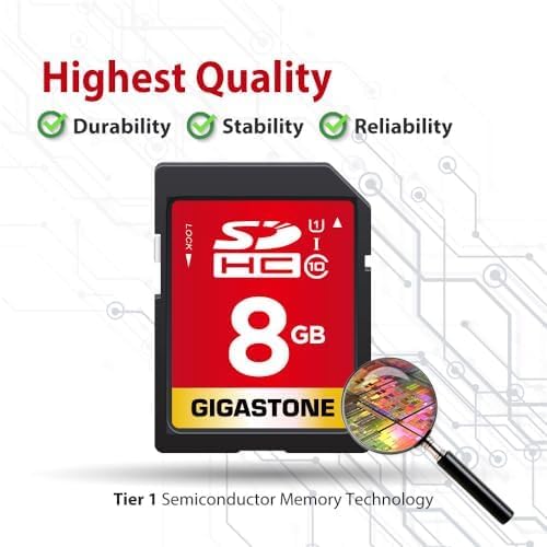 GIGASTONE 8GB SD Card 50-Pack UHS-I U1 Class 10 SDHC Memory Card Full HD Video Kodak Olympus Digital Camera, with 50 Mini Cases