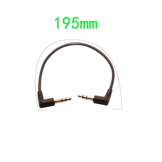 ZJKJHJY 3.5mm Male to Male Audio Cable, Right Angle Auxiliary Cord, 195mm Length, 2-Pack, Gold-Plated Connectors
