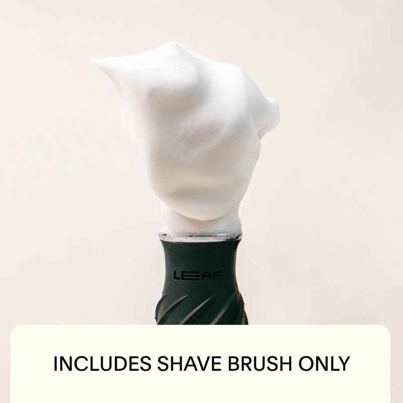 Leaf Shave | Leaf Grooming Brush, Metal and Silicone Handle with Measuring Cup for Use with Soap and Bowl Sets, Compatible with Soap Bar and Accessories - Black