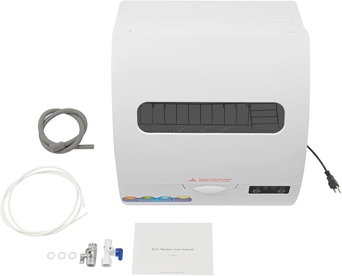 Portable Countertop Dishwasher, 1200W Mini Dishwasher W/Build-in 6L Tank & 4 Wash Modes, Tabletop Small Dish Washer W/Tempered Glass Window & 360ยฐ Dual Spray for Apartments & RVs
