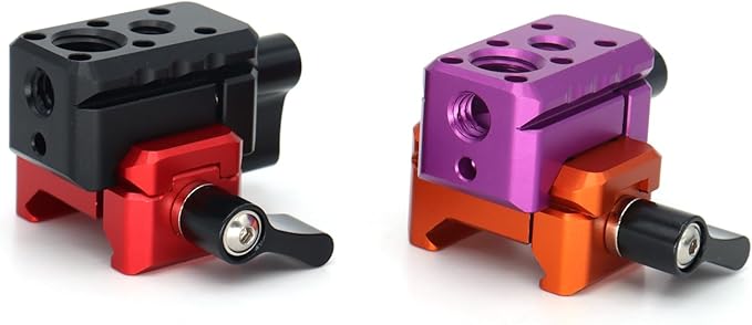 SZJELEN NATO Clamp Adapter with Cold Shoe,NATO Rail Lock Clamp Mount with 1/4" 3/8" ARRI Thread for Camera Cage Handle Monitor LED Light Microphone Magic Arm (Red)