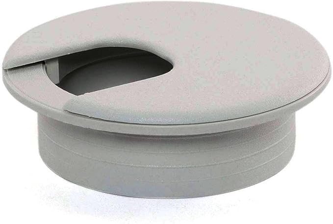 2pcs 2 Inch Desk Wire Cord Cable Grommets Hole Cover for Office PC Desk Cable Cord Organizer Plastic Cover (Grey-2Pcs)