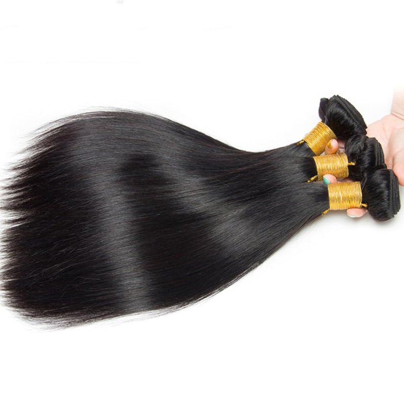 Natural Black Straight Human Hair Bundles - 100% Unprocessed Brazilian Virgin Hair | 16, 18, 20 Inch, 150g