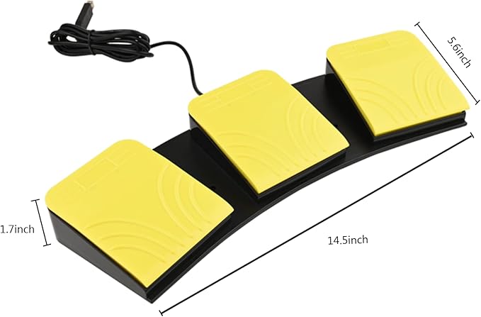 OLLGEN USB Foot Pedal for PC Gaming,Optical Control Foot Switch,Computer Map Mouse Keyboard Hotkey Combination Key Keypress Simulator Program Page Turner Transcription HID (Triple Pedal)