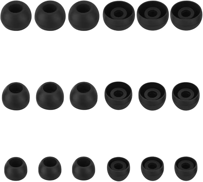 WKYMY Silicone Earbud Tips Replacement Ear Tips for in- Ear Headphones Rubber Tips Ear Buds Replacement Earbuds Tips 9 Pairs S M L, Black