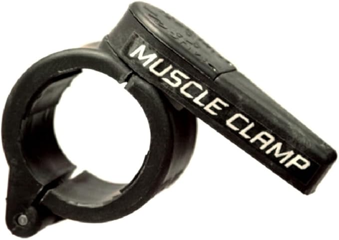 1″ Muscle Clamp Collars Pair – Quick Release Olympic Barbell Clamps with Anti-Slip TPR Grip, Secure Chrome for Weightlifting & Powerlifting – Durable Black Finish