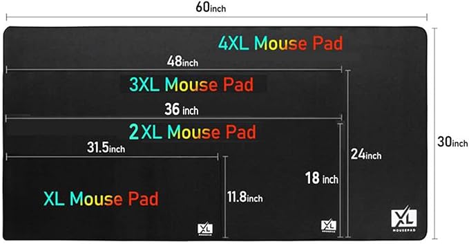XL Mouse Pad - Big Desk Mouse Pad Extra Large for Gaming(60'' x 30'') - Super Thick Giant Mousepad for Full Desk with Rubber Base (Black, 4XL)