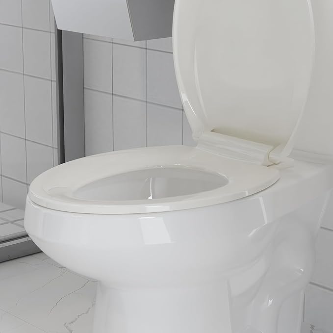 Elongated Commercial Toilet Seat 19â â Soft Close, Quick-Release & Attach, Durable Polypropylene, Grip-Tight Bumpers, Easy Install & Clean, Biscuit â Color: 19" Regular Toilet Seat Biscuit