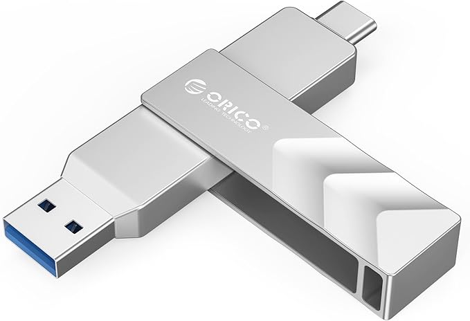 ORICO 2TB Portable Solid State Drive, 1050MB/s Dual-Port Rotating Metal External SSD with 90° Click-Stop, Reliable Storage for iPhone 17, 16 Series, Type-C Smartphone, Mac, Audio, Vehicle - A101