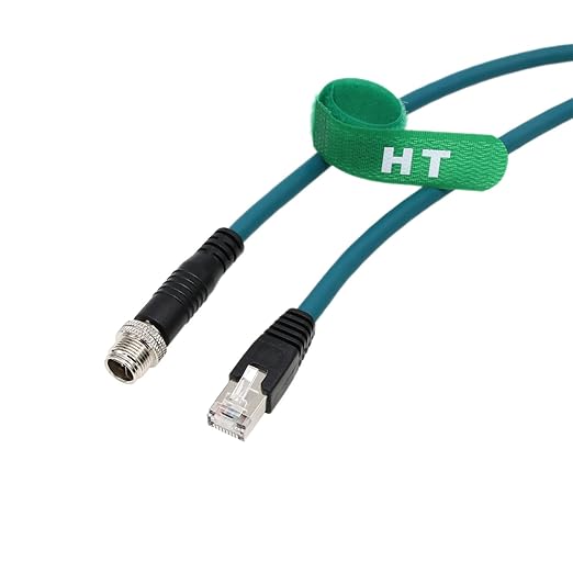 HangTon Ethernet Network Cable for Cognex Basler Datalogic Keyence Sick Baumer Microscan Camera Sensor Reader, M12 8 Pin X-Coded Male to RJ45 CAT7e High Speed 50M