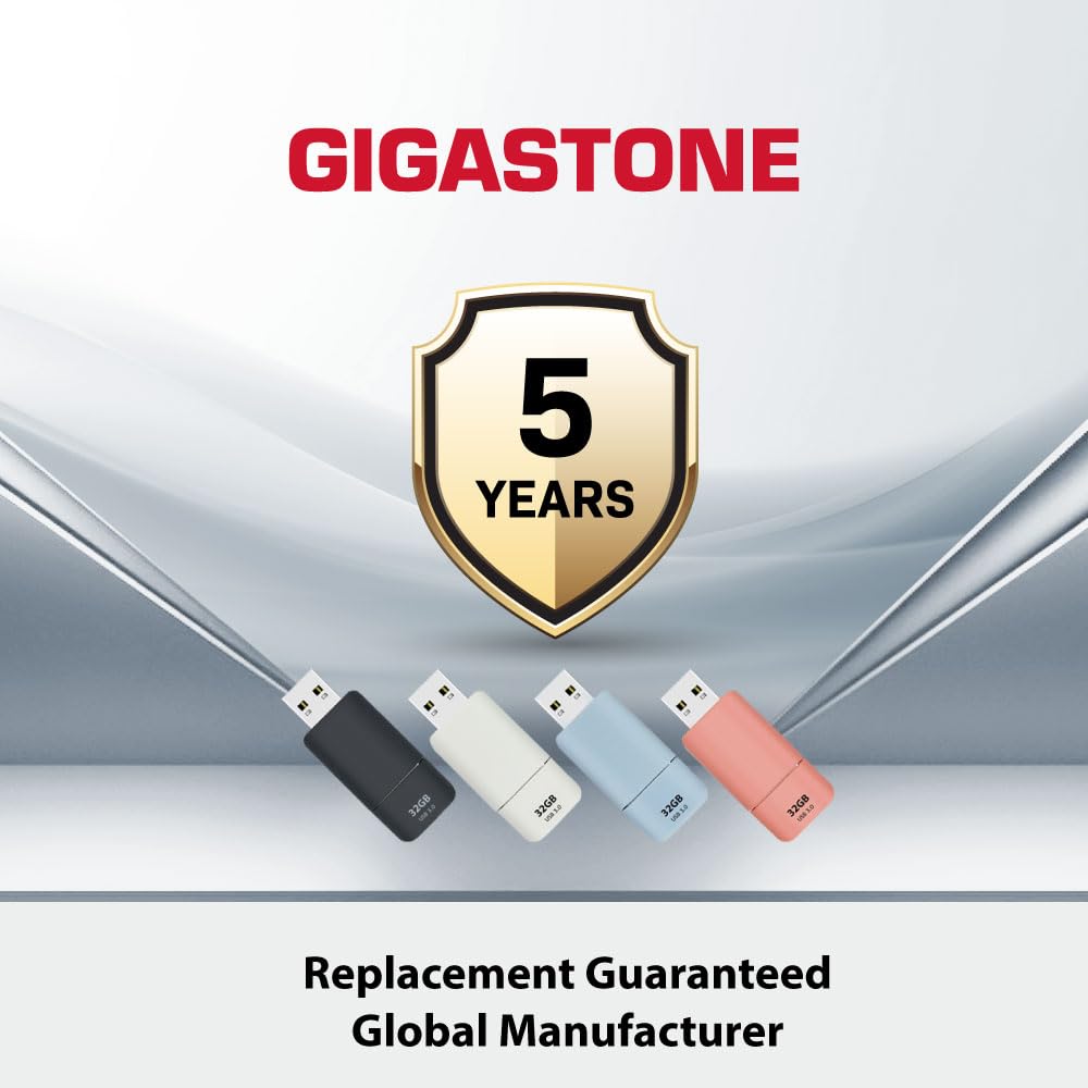 GIGASTONE 32GB Flash Drive (100 Pack) Z60NB USB 3.2 Gen 1, Ultra Fast, Retractable Capless Slider Design, Data Storage, Backup for PC/Mac/TV/Car Audio, USB 2.0/3.0/3.1 Compatible (Random Color)