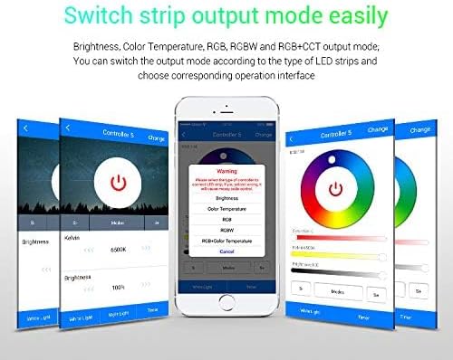 BTF-LIGHTING 5-in-1 WB5 2.4GHz WiFi LED Controller, PWM Dimmer Compatible with Alexa/Google Home/Tuya Smart/Smart Life APP, for Dimming/CCT/RGB/RGBW/RGBCCT Strip Light, Work with WR01RF, WR02RF, etc.