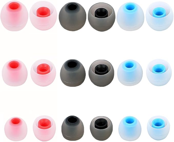 TSZYYM Earbud Tips Soft Anti Slip Washable Reusable Silicone Fit Most In-Ear Earbuds (Inner Hole 3.8mm-5.1mm) 18pcs S M L