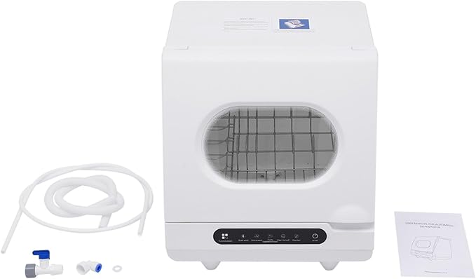 Countertop Dishwasher, 800W Portable Mini Dishwasher with 5 Wash Programs Fully Automatic Dishwashing Machine 360° Rotation Flushing Low Noise for Homes, Dormitories, RV