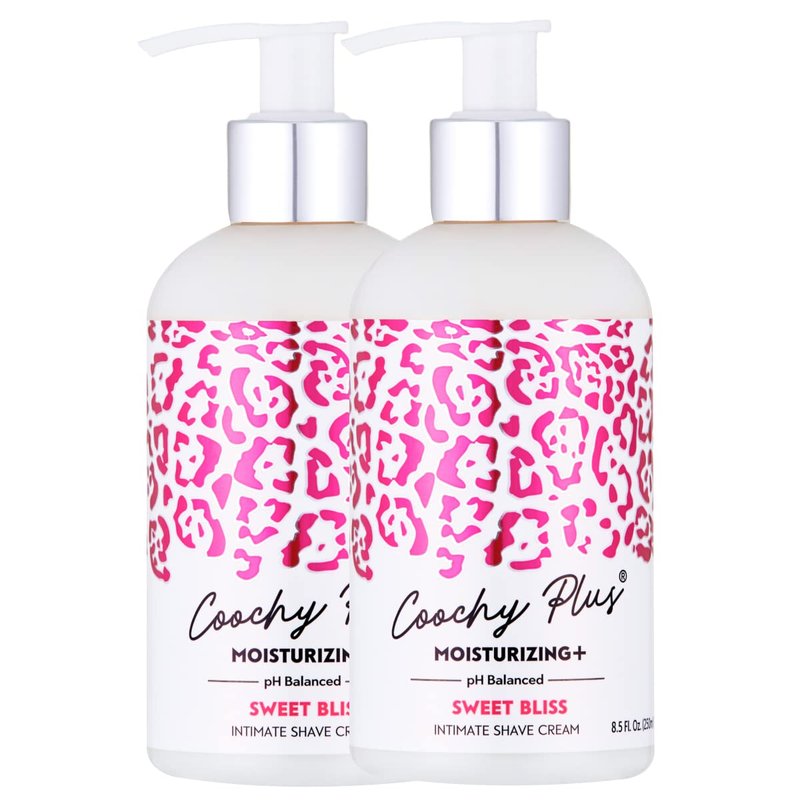 Coochy Plus Intimate Shaving Cream MOISTURIZING Plus SWEET BLISS For Pubic, Bikini Line, Armpit - Rash-Free With Patent-Pending Formula â Prevents Razor Burns & Bumps, In-Grown Hairs, Itchiness 2 Pack