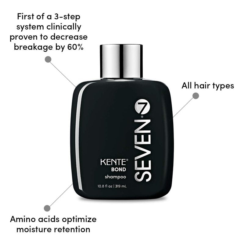 SEVEN Haircare KENTE BOND Shampoo for Split Ends + Damaged Hair, Sulfate Free, Cruelty Free with Green Tea, Guar & Pro Vitamin B5 for Men & Women, Made in USA, 2 oz.