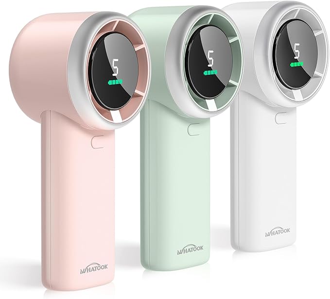 WHATOOK Portable Handheld Mini Fan: High Speed Cooling Fan, 10 Hours Battery Life, USB Rechargeable, Small Essentials for Women, Beach Travel, Vacation (Black)