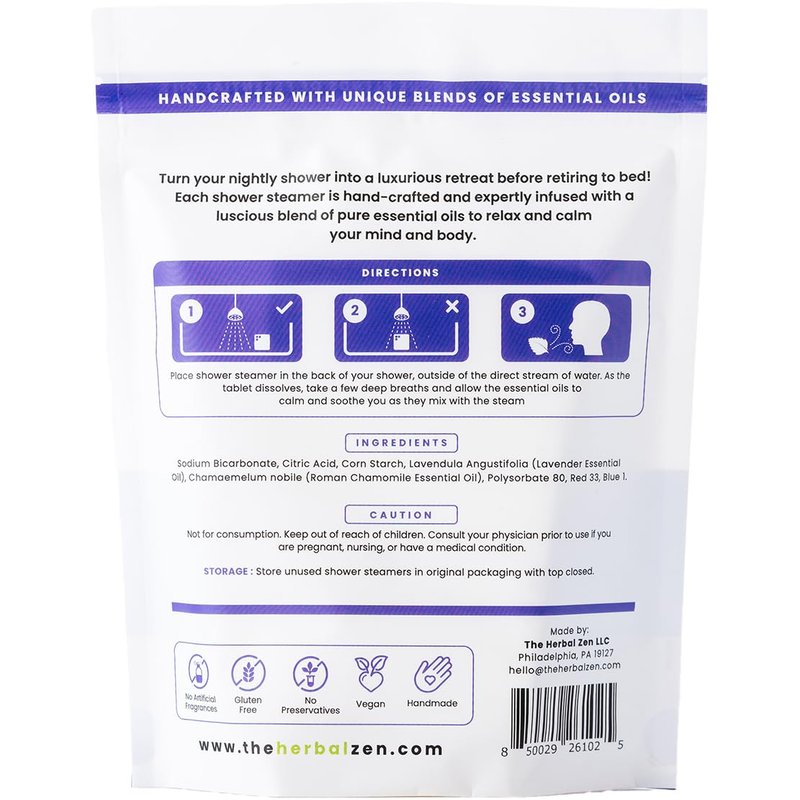 Sleepytime Lavender Shower Steamers Aromatherapy 10 Pack - Relaxing Shower Bombs with Pure Essential Oils for Relaxation and Unwinding - Spa Gifts for Women and Men - The Herbal Zen