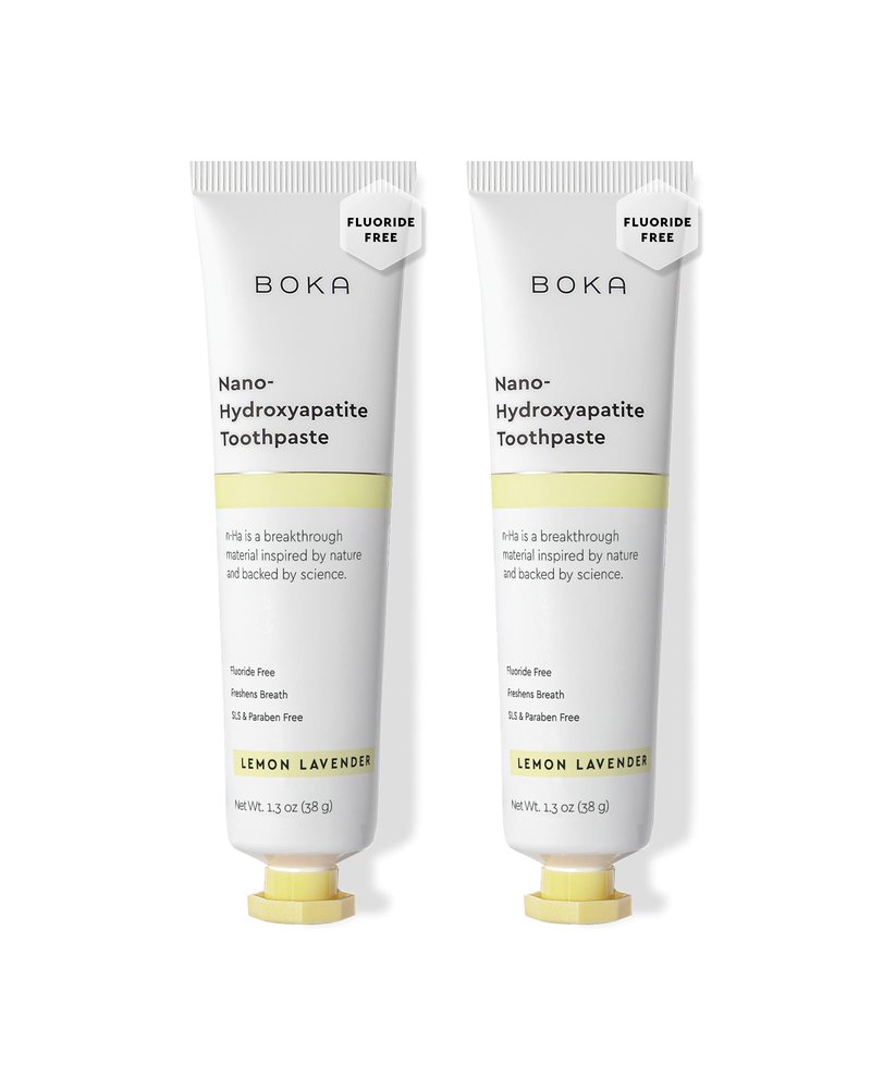 Boka Fluoride Free Toothpaste, Nano Hydroxyapatite Toothpaste, Appropriate for Sensitive Teeth - for Adult Oral Care - Lemon Lavender Flavor, 1.3 Fl Oz 2Pk