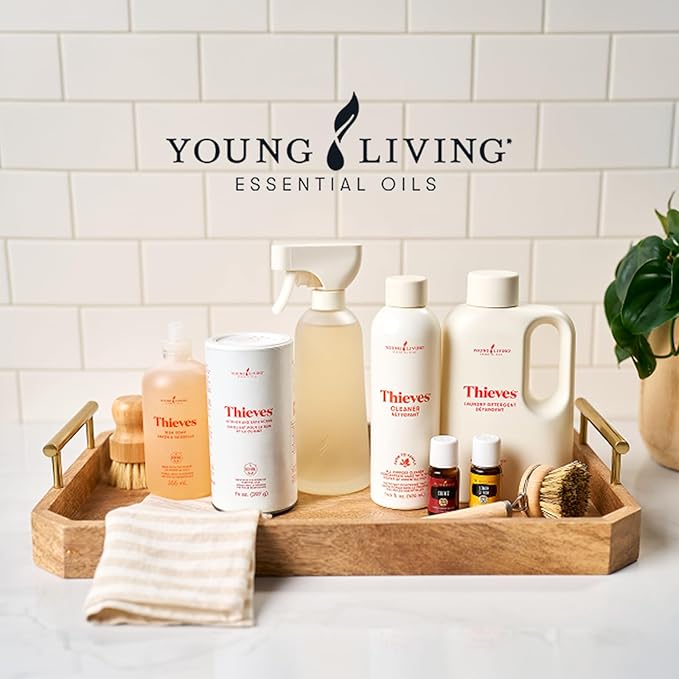 Young Living Thieves Laundry Detergent, Concentrated Plant-Based Formula with Enzymes, Fresh Citrus Scent, For HE and Standard Washers, 32 fl oz - 2 Pack