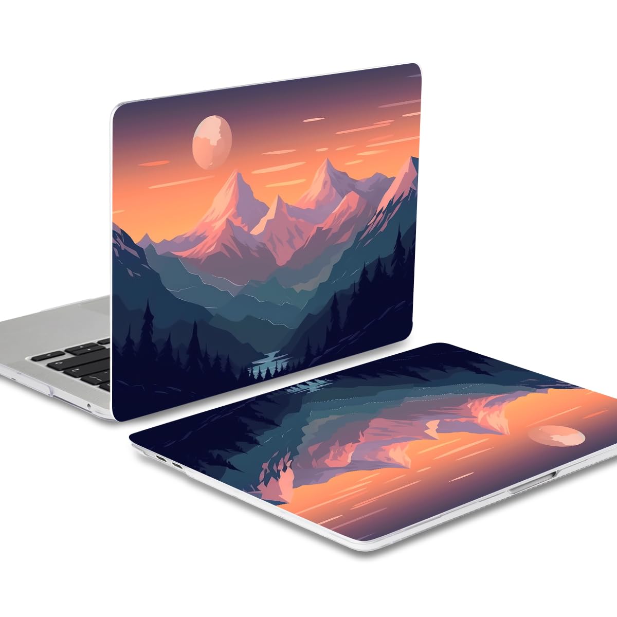 Batianda Design Case for M1 MacBook Air 13 Inch Model A2337 A2179 A1932 2021 2020 2019 Release,3D Painted Landscape Series Hard Shell with Keyboard Cover & Screen Protector, Sunset