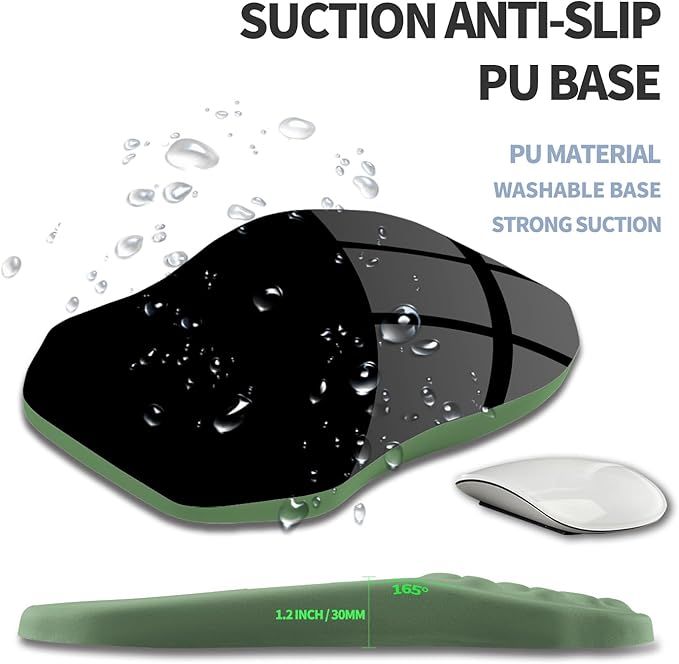 Gleamtide Ergonomic Raised Mouse Pad Wrist Support with Bilateral Slope Memory Foam Mousepad for Wrist Rest and Carpal Tunnel Pain Relief 11.8x7.9〃 Green