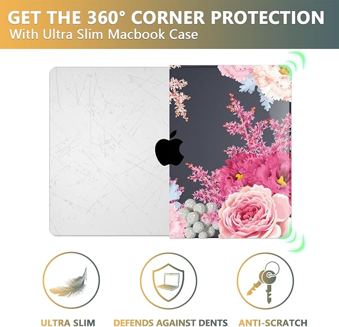 CISSOOK Gorgeous Floral Case for MacBook Pro 14 Inch 2026 2025 2024 2023 2021 Release M5 M4 M3 M2 M1, Plastic Hard Shell Case for MacBook Pro 14.2", Gorgeous Flowers