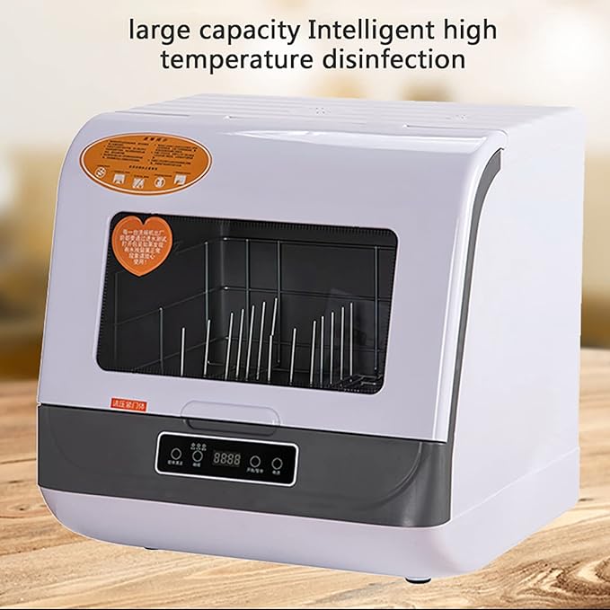 Countertop Dishwasher,1200W Portable Dishwasher with 3 Washing Programs, Air-Dry Function and LED Light 110V Stainless Steel Automatic Dishwasher Deep Heating Cleaning Machine for Apartment, Dorms,RVs