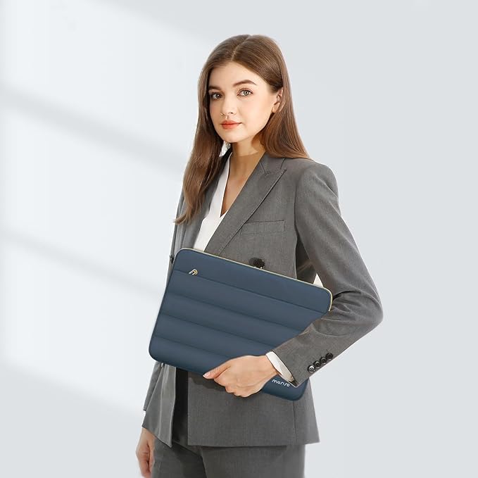 MOSISO Laptop Case 13.3 inch,13-13.3 inch Puffy Laptop Sleeve Compatible with MacBook Neo/Air 13.6 M5 M4 M3 M2 M1/Pro 13/14,HP Dell ASUS Lenovo,Polyester Horizontal Bag with Small Case, Haze Blue