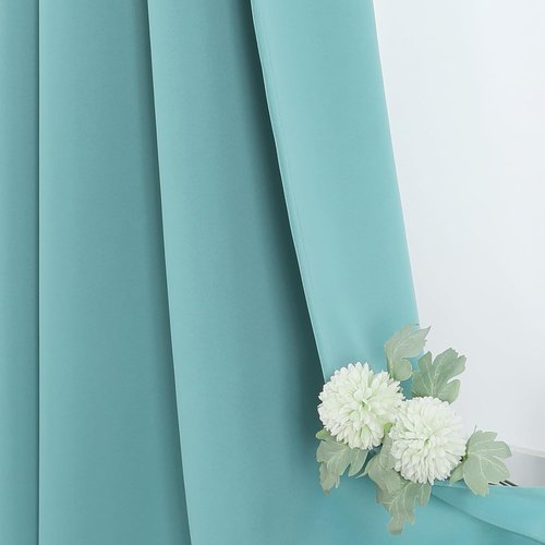 ChrisDowa Small Window Curtains - 40-Inch Grommet Thermal Insulated Room Darkening Panels (Aqua, 2-Pack)