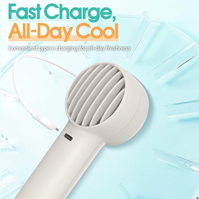 Mizong Mini Portable Fan, USB Rechargeable Handheld Fan with 3 Speed Wind, Pocket Personal Cooling Fan for Desktop Travel Outdoor Vacation Concert Makeup Use