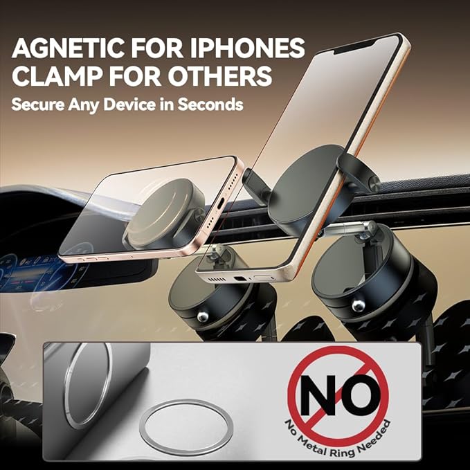 ROARADE Universal Phone Holder for Car/Dashboard/Desk Adjustable & Foldable Phone Stand Compatible with Magnetic & Non-Magnetic Phones (All Phones 4-7") (White)