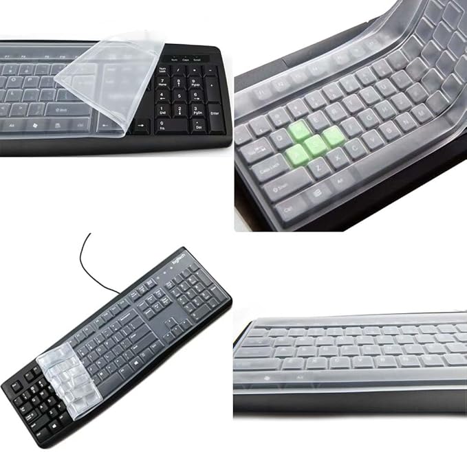 VORTINIOUS Ultra Thin Desktop PC Silicone Clear Keyboard Cover Skin Protector for 104/107 Keys Standard Desktop Keyboard, Waterproof, Dustproof, Reusable