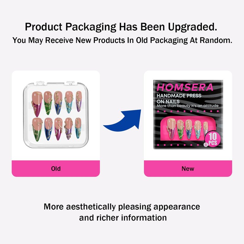 HOMSERA Handmade Press on Nails - Dark Luxury Press on Fake Nails Reusable 4D Press on Nail for Birthday Party Live Salon