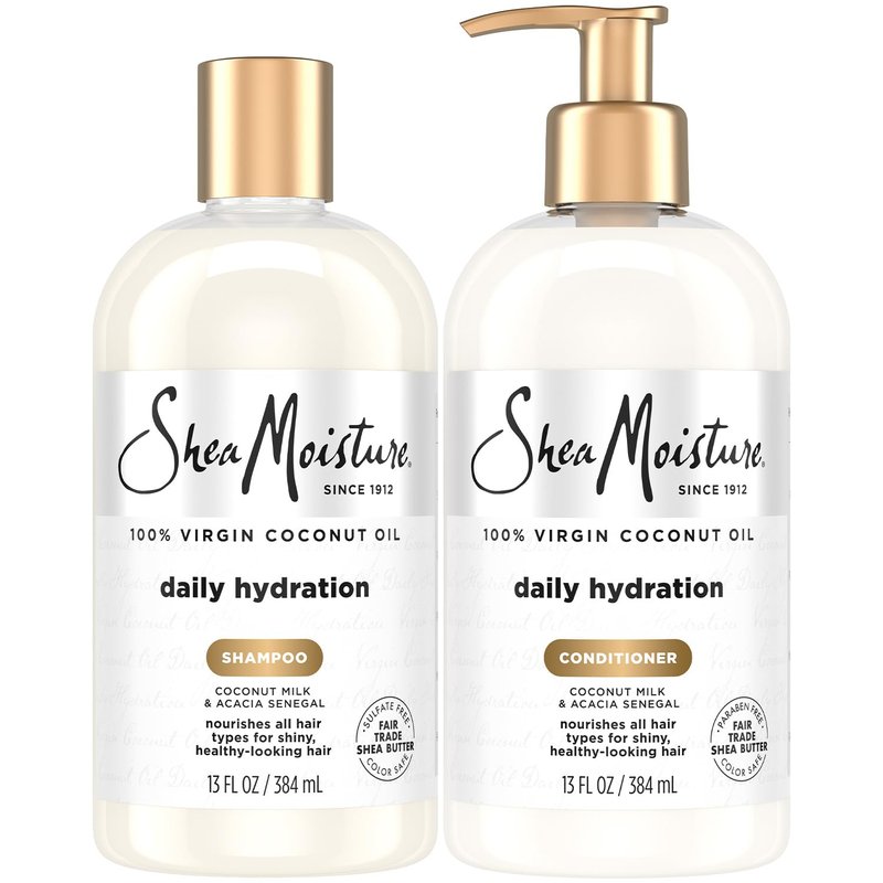 SheaMoisture Shampoo & Conditioner Set, Daily Hydration with Pure Coconut Oil â New Look, Improved Creamy Lather, Cruelty-Free, 13 Oz Ea