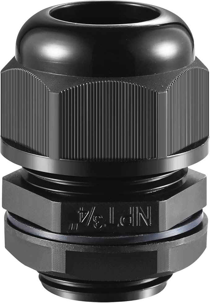 RTHIEAI 25 PCS 3/4"(12.5-18mm) NPT Nylon Cable Gland Joints with Gaskets, IP68 Adjustable Lock Nut Strain Relief Cord Grip Waterproof Cable Glands - UL Listed and RoHS Compliant