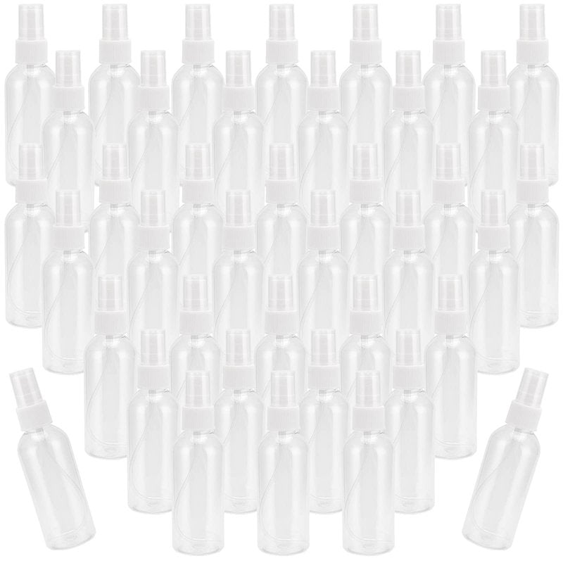 SEUNMUK 40 Pack 2.7oz/80ml Spray Bottles with Pump Spray Cap, Clear Fine Mist Empty Plastic Spray Bottles, Travel Size Refillable Bottles for Toner, Essence, Hair Spray