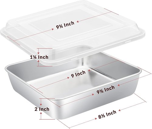 E-far Baking Pans Set - 3-Piece Stainless Steel Bakeware with 9-Inch Square Cake Pan & Easy Clean Design