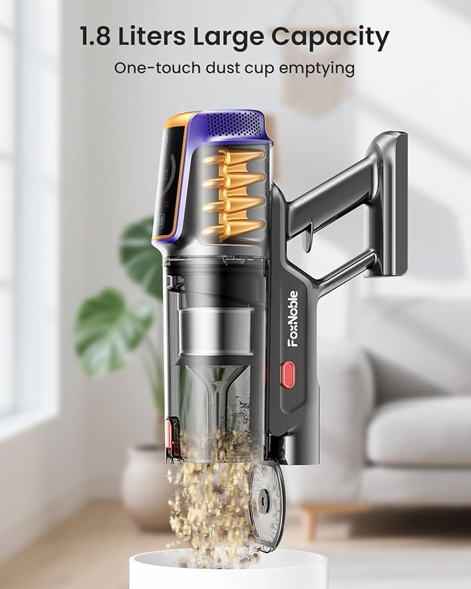 Cordless Vacuum Cleaner,55KPa 650W 65Mins Vacuum Cleaners for Home,Stick Vacuum with LED Display &Anti-tangle Brush and Self-Standing Design,Vacuum Cleaner for Hardwood Floors,Carpet,Pet Hair,Car