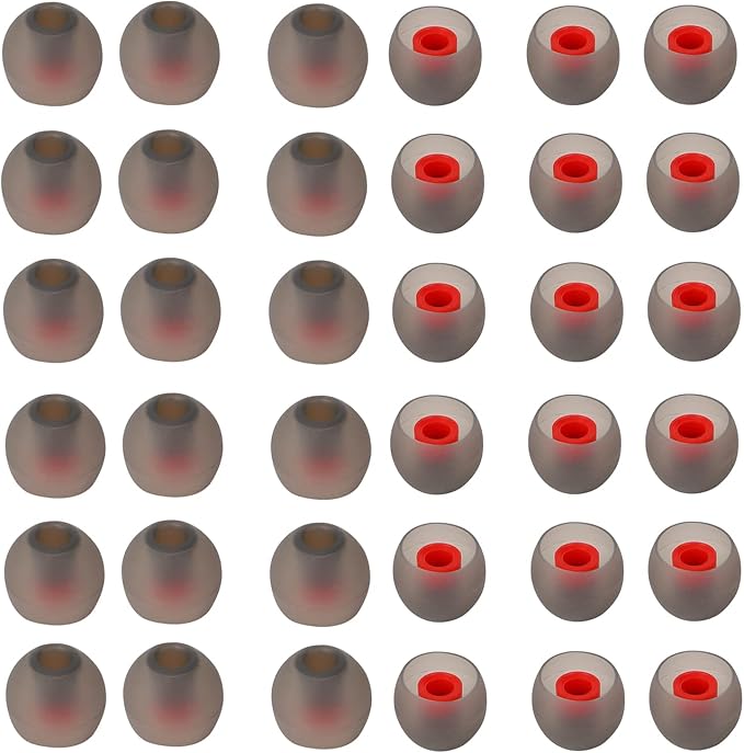 CYADCI 36 Pieces Medium Earbud Tips Soft and Comfortable Ear Bud Replacement Pieces Silicone Fit Most in-Ear Headphones,Inner Hole 3.8mm -5.5mm,Medium Black and Red Earbud Replacement Tips