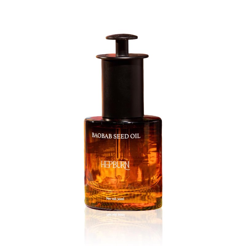 HEPBURN Baobab Seed Oil â 30ml | 100% Cold-Pressed, Natural Moisturizer & Nourishing Carrier Oil for Face, Body & Hair | Anti-Aging, Repairing, Soothing | Dropper Glass Bottle