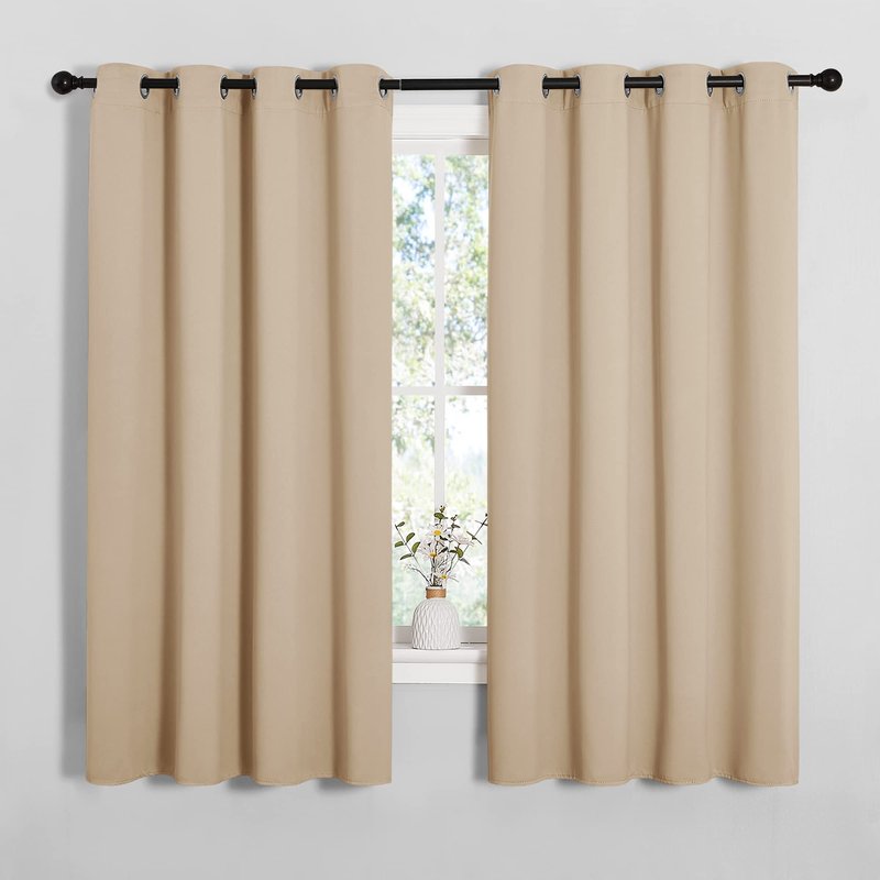NICETOWN Room Darkening Curtain Panels for Cafe, Thermal Insulated Grommet Room Darkening Draperies/Drapes for Window (Biscotti Beige, 2 Panels, W55 x L68 -inch)