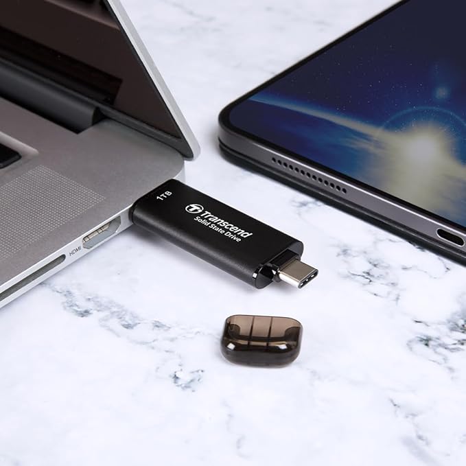 Transcend ESD310 128GB External SSD, Up to 1,050MB/s, Dual USB Flash Drive for iPhone/iPad/Mac/Windows, Android/Tablet/PC, USB 3.2 Gen 2 Thumb Drive Photo Stick, 2-in-1 Type C &Type A Memory Stick