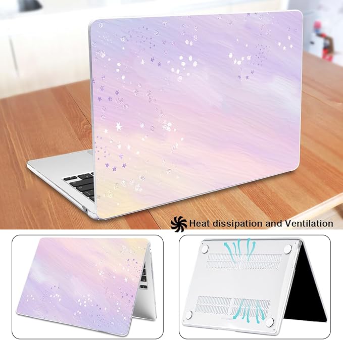 LCMOCICO for MacBook Air 13 Inch Case 2026 2025 2024 2023 2022 Release M5 A3449 M4 A3240 M3 A3113 M2 A2681, Scratch Resistant Plastic Hard Shell Case for MacBook Air 13.6 M5, Pink Purple Gradient
