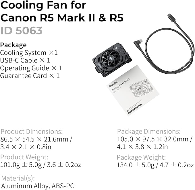 SMALLRIG R50 V / R5 II/ R5 / R50 / PowerShot V1 Camera External Cooling System with Dual-Speed Modes, Snap-On Cooling Fan with TEC Cooling Module for Sony ZV-E1/ A7 IV/ A6700/ FX3-5063