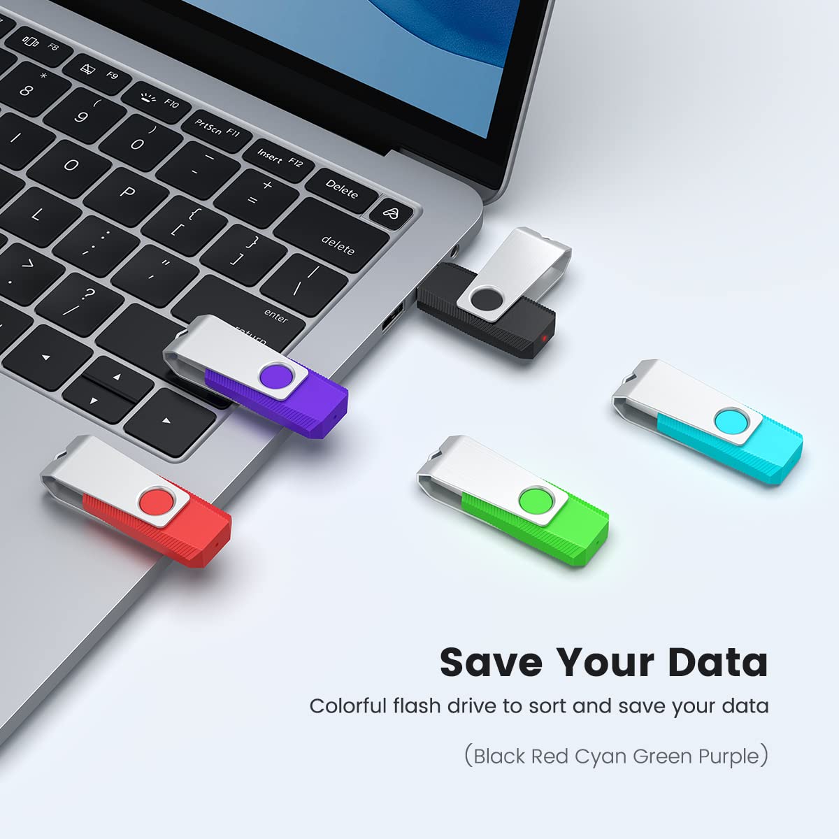 Aiibe 5 Pack 64GB Flash Drive USB Flash Drives 64GB Thumb Drive USB 2.0 Memory Stick USB Drives Jump Drive 64 GB Multipack (64G, 5 Mixed Colors: Black Red Cyan Green Purple)
