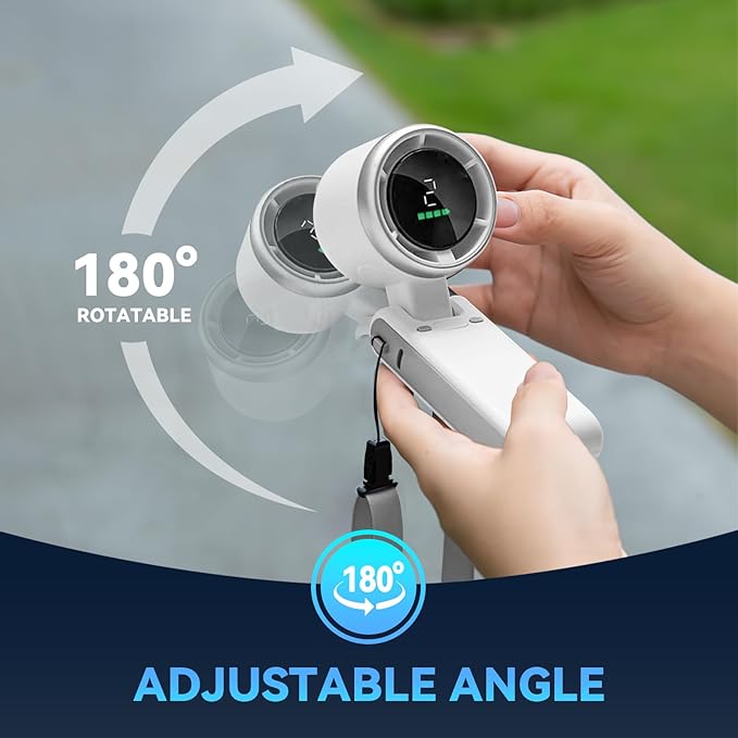 PlayHot Portable Handheld Turbo Fan, 5 Gear Wind, USB-C Rechargeable Fan, Up to 12 Working Hours, 3 IN 1 Hand Fans with Air Turbo Tech Cooling Fan for Outdoor Activities, Travel, Beach (White)