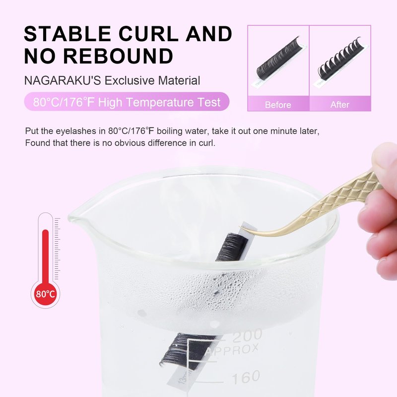 NAGARAKU Eyelash Extensions Classic J B C D N LC LD L DD CC LB Curl 0.03-0.20 Thickness 5-17mm, Matte Black Individual Lashes Professional Supplies for Lash Techs (0.07-L 7-15mm Mix 5 Trays)