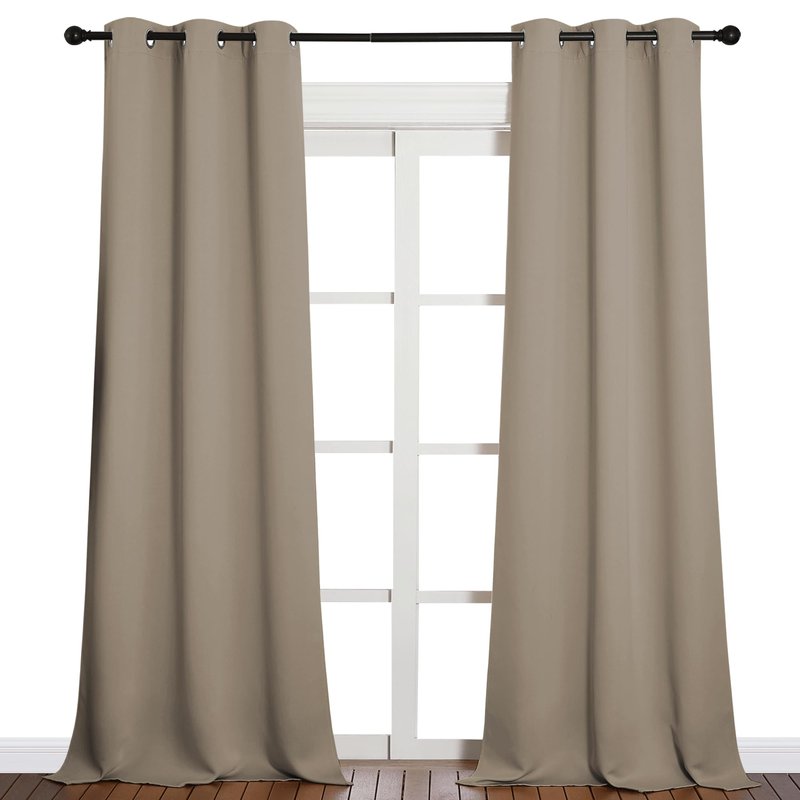 NICETOWN Patio Glass Door Blackout Curtains for Bedroom/Living Room, Privacy Panel Drapes for Dining and Guest Room (Taupe, 42 inches Wide x 90 inches Long, 1 Pair)
